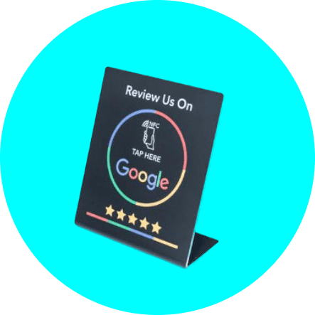 Black and White NFC Google review stand display Black and white NFC google review Stand display where clients just tap to go to your reviews page